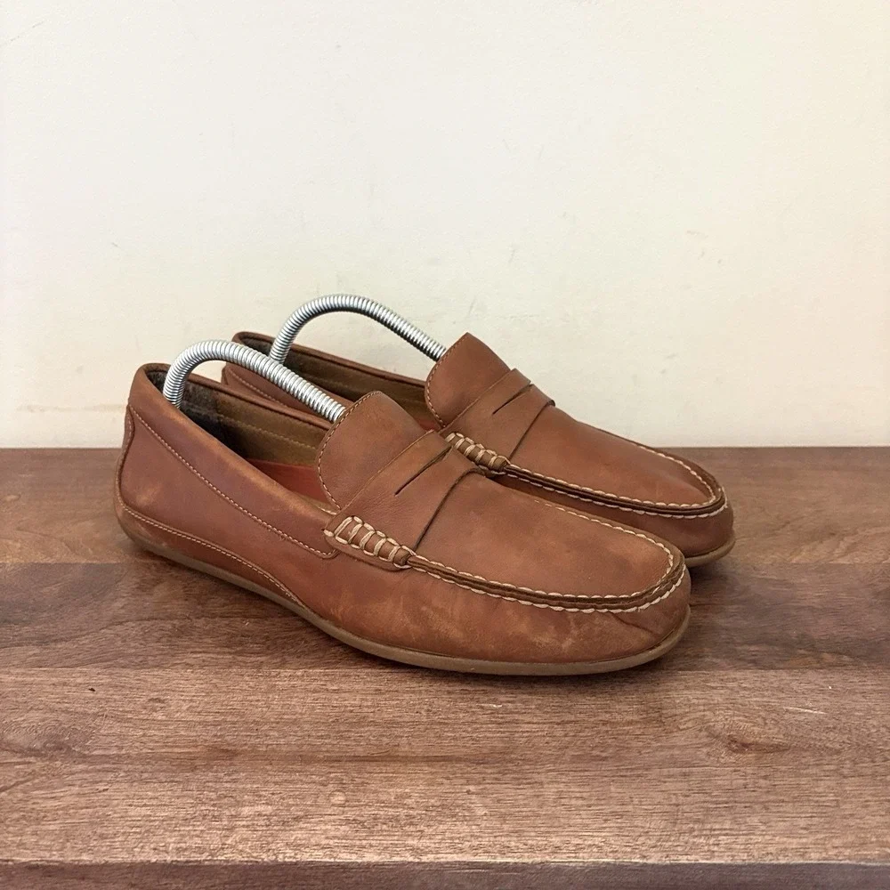 Florsheim Throttle Moc Penny Loafer Driving Shoes Slip On Brown Leather Mens 8‎
